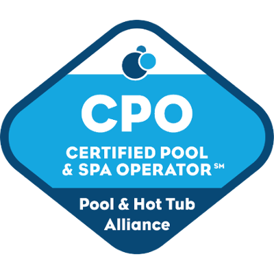 CPO Certified Pool and Spa Operator badge from the Pool and Hot Tub Alliance